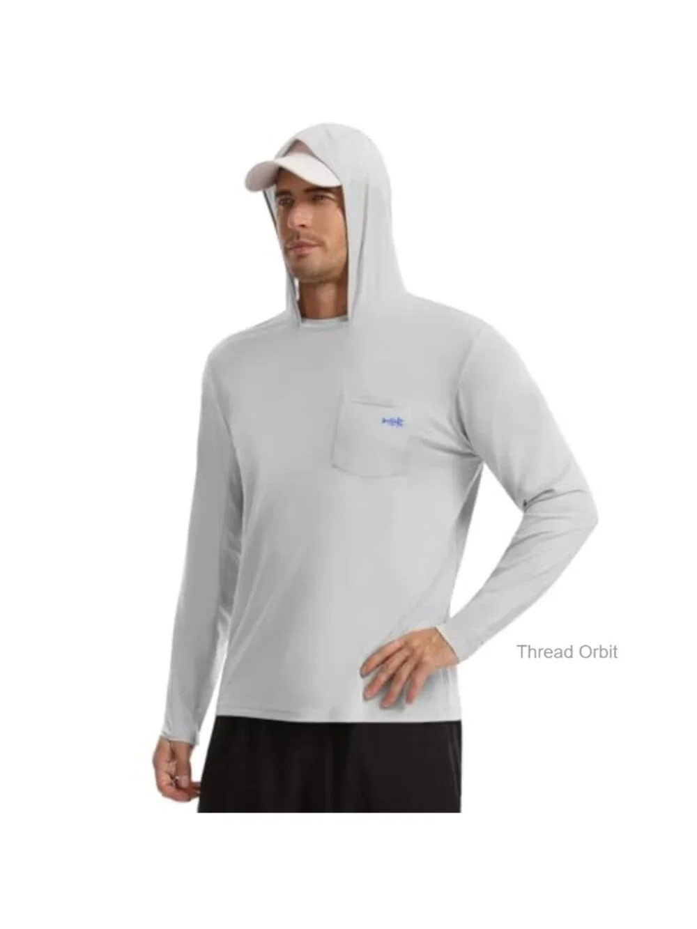 UPF 50+ Sun Protection Fishing Hoodie with Chest Pocket Long Sleeve